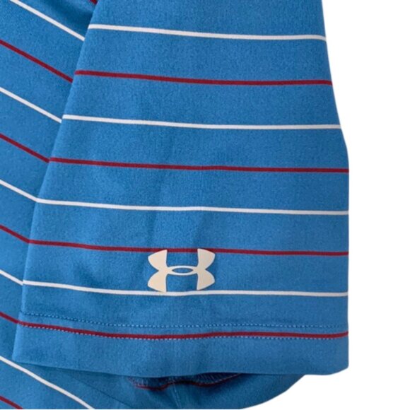 Under Armour Blue (Red and White Stripes) Loose Fit Polo Size Large - Picture 3 of 4